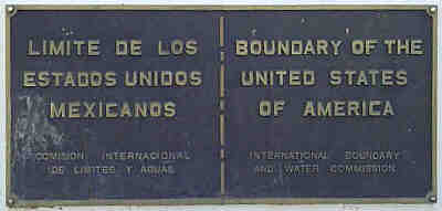 USA-Mexico border crossing marker  at San Diego-Tijuana