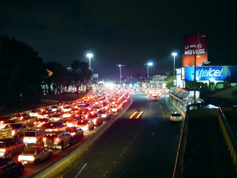 Tijuana night border traffic